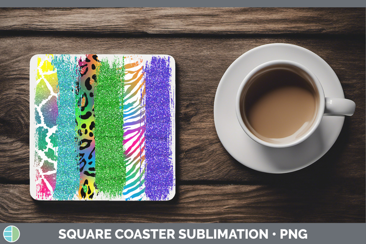 Animal Rainbow Animal Print Brush Square Coaster Sublimation