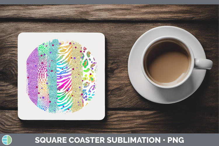Animal Rainbow Animal Print Brush Square Coaster Sublimation