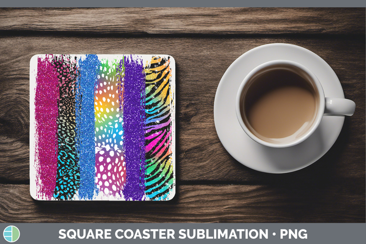 Animal Rainbow Animal Print Brush Square Coaster Sublimation