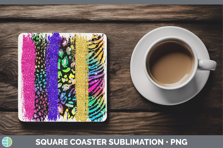 Animal Rainbow Animal Print Brush Square Coaster Sublimation