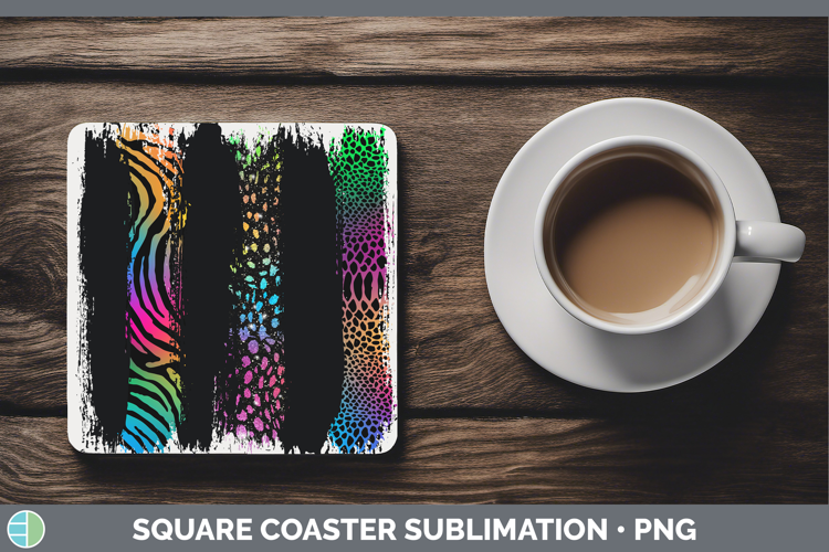 Animal Rainbow Animal Print Brush Square Coaster Sublimation