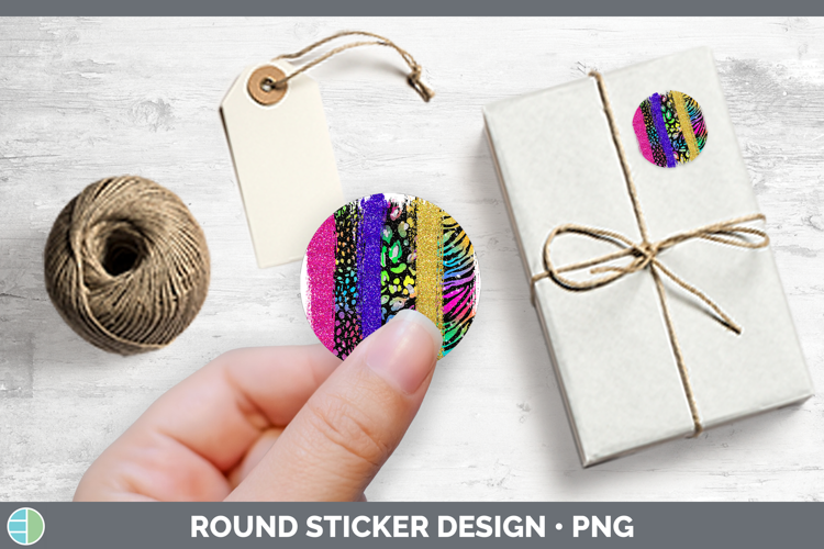 Animal Rainbow Animal Print Brush Stickers | Round Labels De