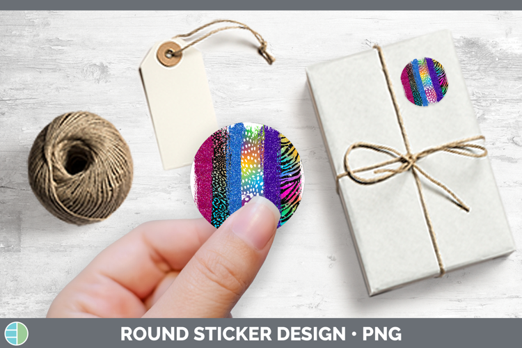 Animal Rainbow Animal Print Brush Stickers | Round Labels De