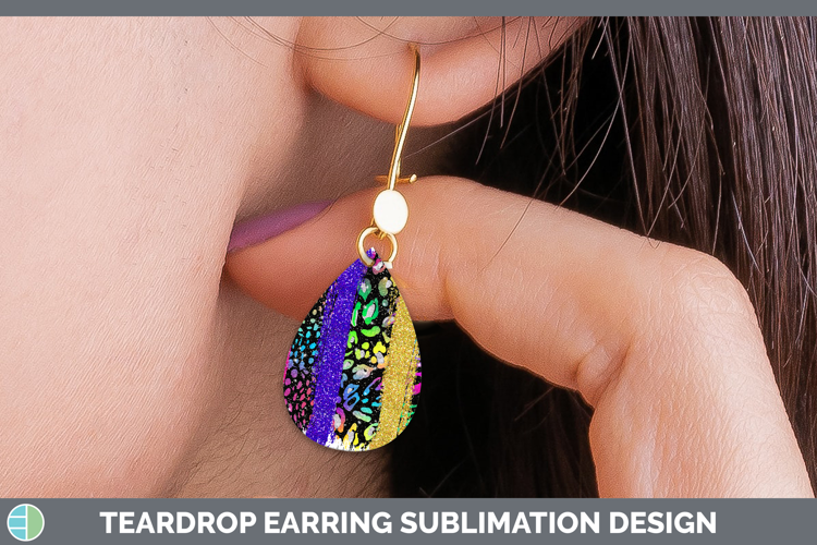 Animal Rainbow Animal Print Brush Teardrop Earrings Sublimat