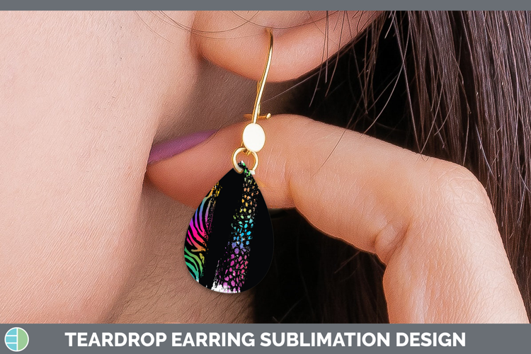Animal Rainbow Animal Print Brush Teardrop Earrings Sublimat