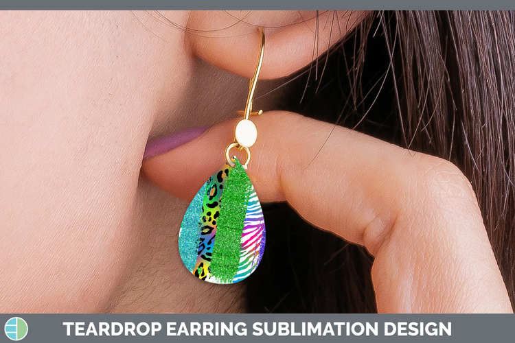 Animal Rainbow Animal Print Brush Teardrop Earrings Sublimat