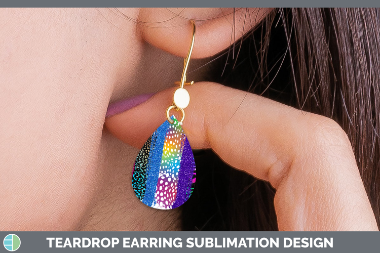 Animal Rainbow Animal Print Brush Teardrop Earrings Sublimat