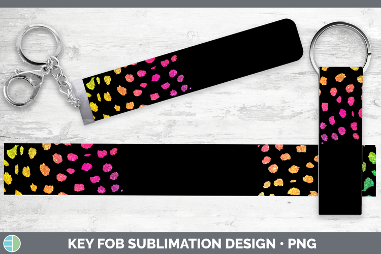 Animal Rainbow Cheetah Print Key Fob Sublimation Wristlet De