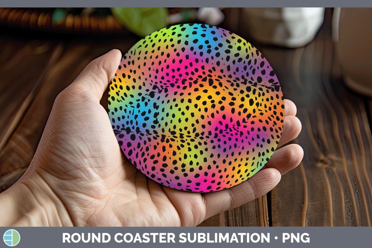 Animal Rainbow Cheetah Print Round Coaster Sublimation Coast