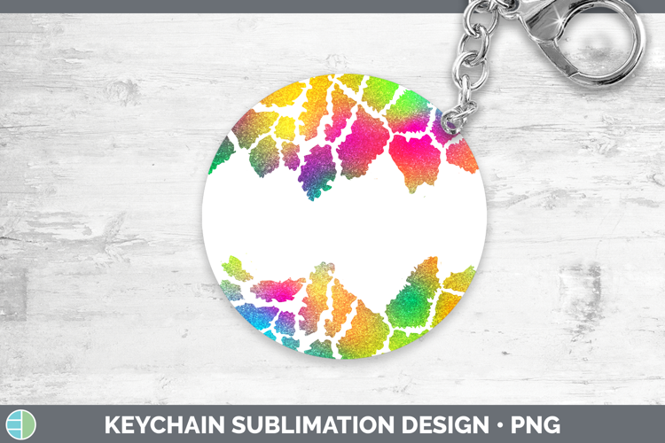 Animal Rainbow Giraffe Print Keychain Sublimation Keyring De