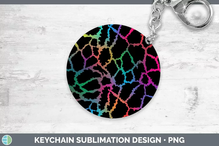 Animal Rainbow Giraffe Print Keychain Sublimation Keyring De