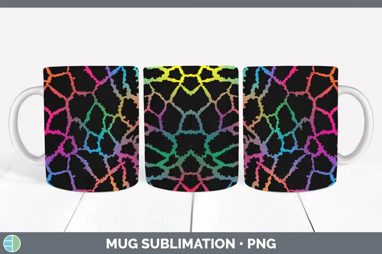 Animal Rainbow Giraffe Print Mug Wrap Sublimation Coffee Cup