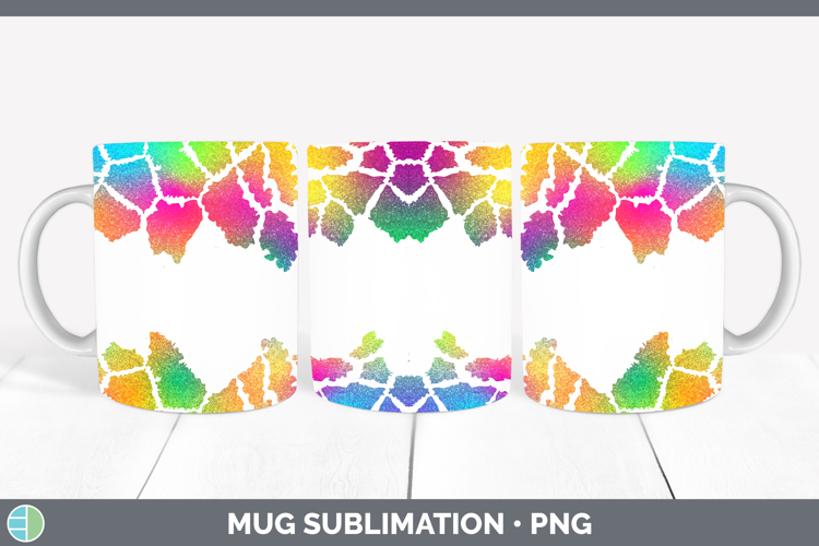 Animal Rainbow Giraffe Print Mug Wrap Sublimation Coffee Cup
