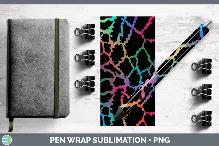 Animal Rainbow Giraffe Print Pen Wrap Sublimation Pen Design