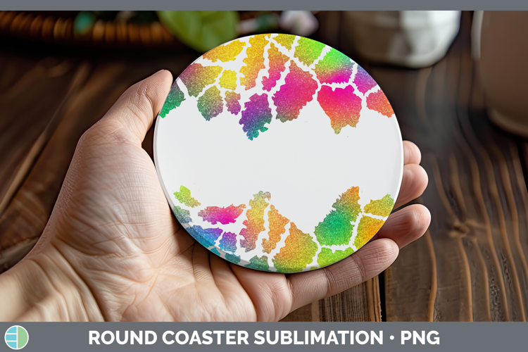 Animal Rainbow Giraffe Print Round Coaster Sublimation Coast