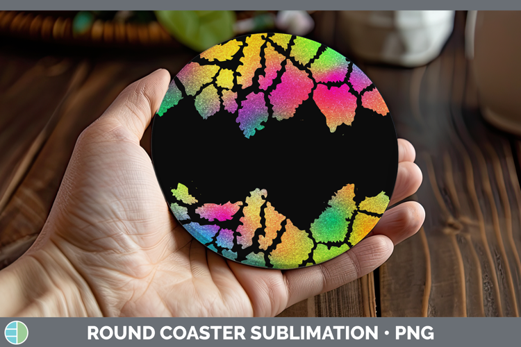 Animal Rainbow Giraffe Print Round Coaster Sublimation Coast
