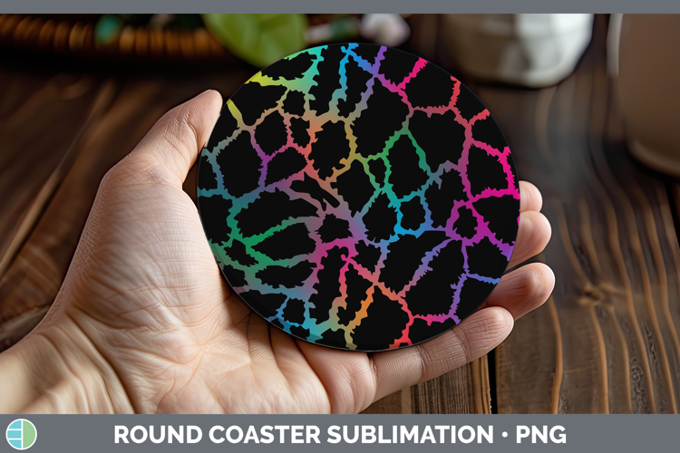 Animal Rainbow Giraffe Print Round Coaster Sublimation Coast
