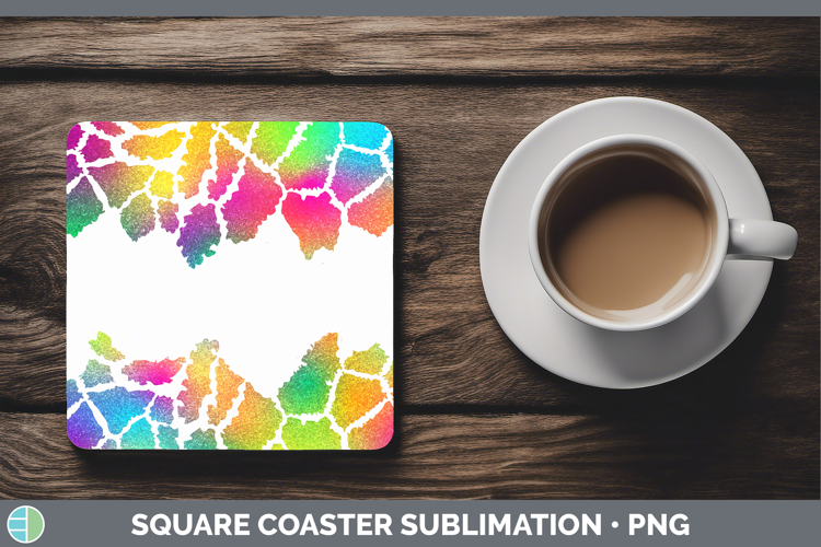 Animal Rainbow Giraffe Print Square Coaster Sublimation Coas