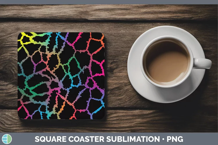 Animal Rainbow Giraffe Print Square Coaster Sublimation Coas