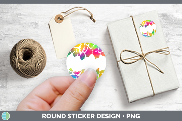 Animal Rainbow Giraffe Print Stickers | Round Labels Designs