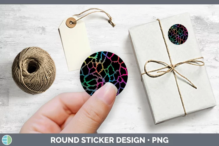 Animal Rainbow Giraffe Print Stickers | Round Labels Designs