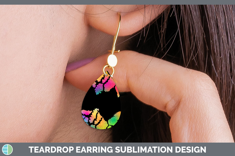 Animal Rainbow Giraffe Print Teardrop Earrings Sublimation E