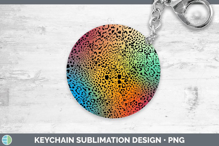 Animal Rainbow Jaguar Print Keychain Sublimation Keyring Des