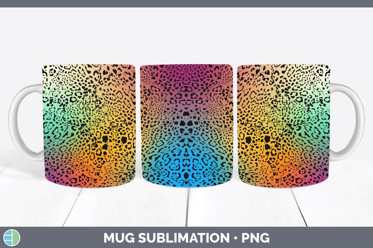 Animal Rainbow Jaguar Print Mug Wrap Sublimation Coffee Cup