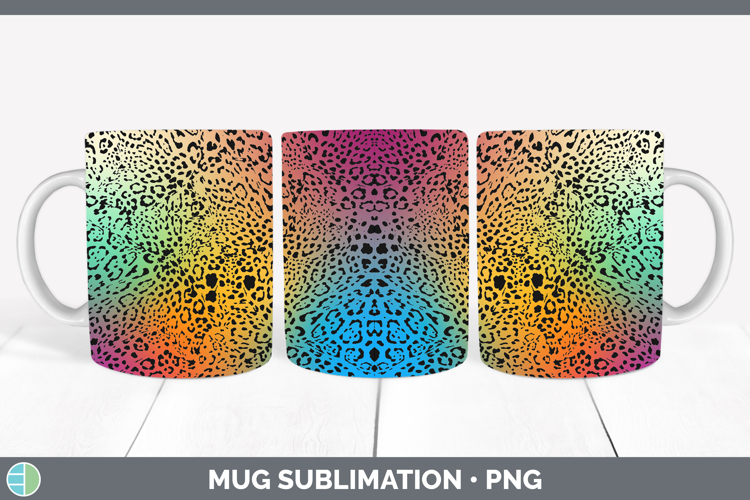 Animal Rainbow Jaguar Print Mug Wrap Sublimation Coffee Cup