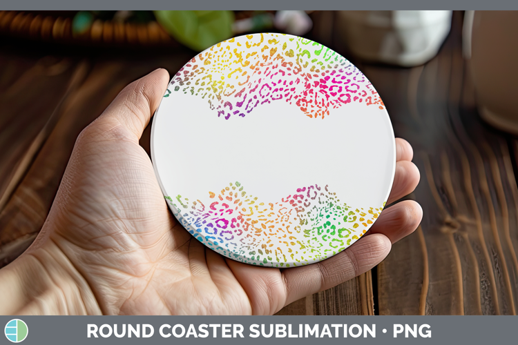 Animal Rainbow Jaguar Print Round Coaster Sublimation Coaste