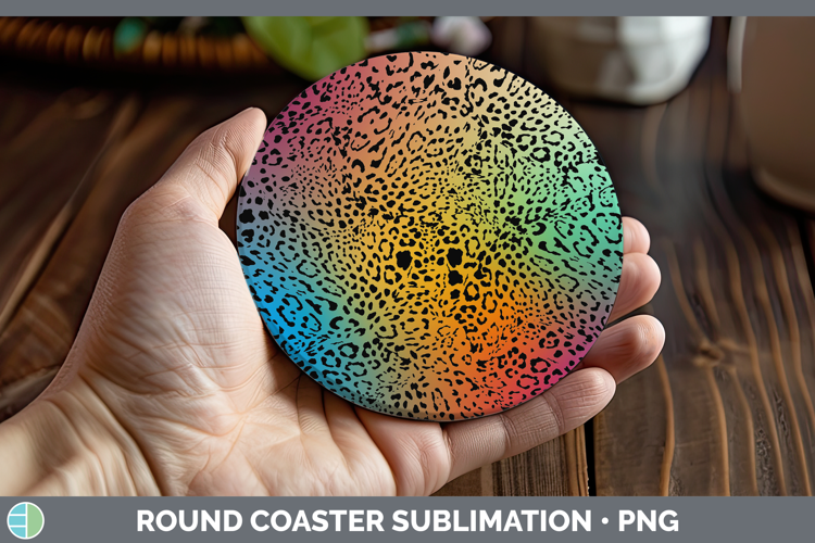 Animal Rainbow Jaguar Print Round Coaster Sublimation Coaste
