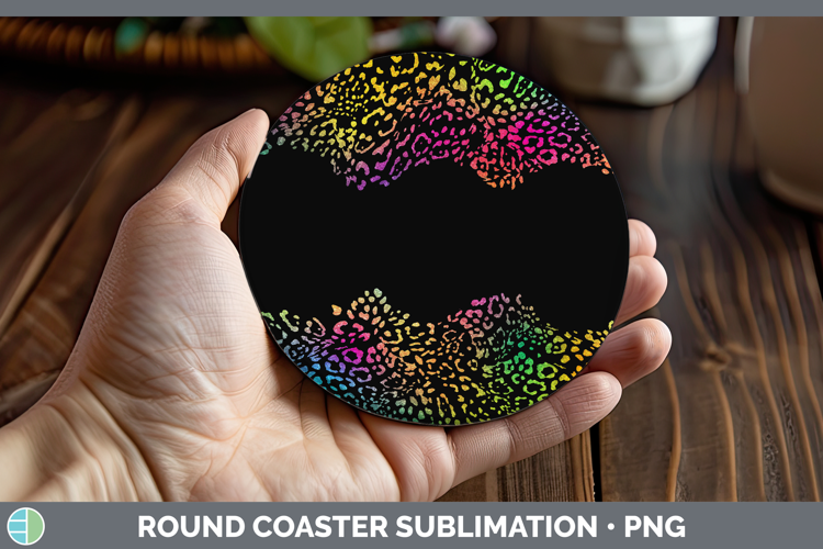 Animal Rainbow Jaguar Print Round Coaster Sublimation Coaste