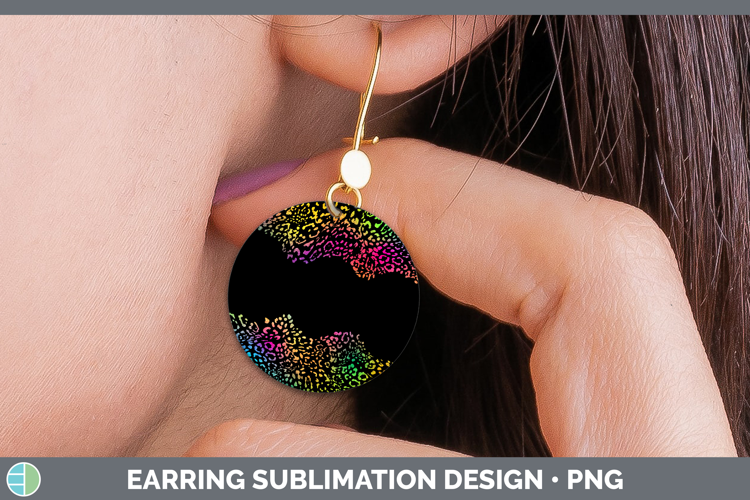 Animal Rainbow Jaguar Print Round Earrings Sublimation Earri