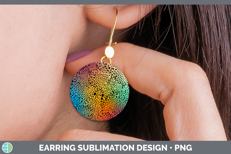 Animal Rainbow Jaguar Print Round Earrings Sublimation Earri