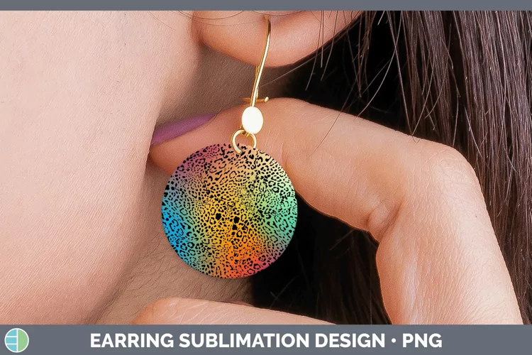 Animal Rainbow Jaguar Print Round Earrings Sublimation Earri