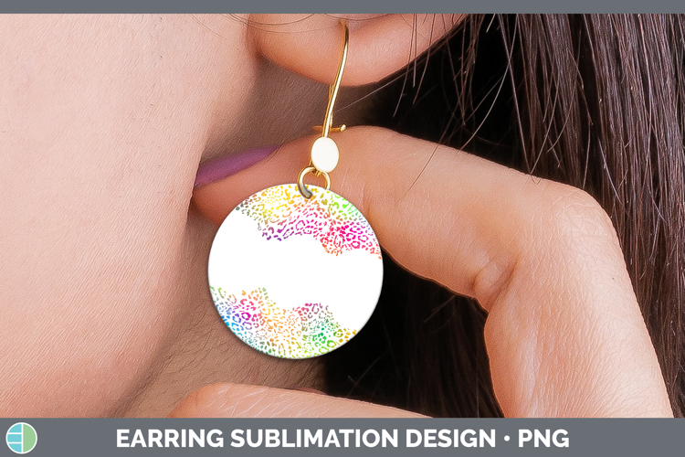 Animal Rainbow Jaguar Print Round Earrings Sublimation Earri