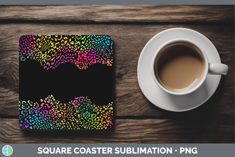 Animal Rainbow Jaguar Print Square Coaster Sublimation Coast