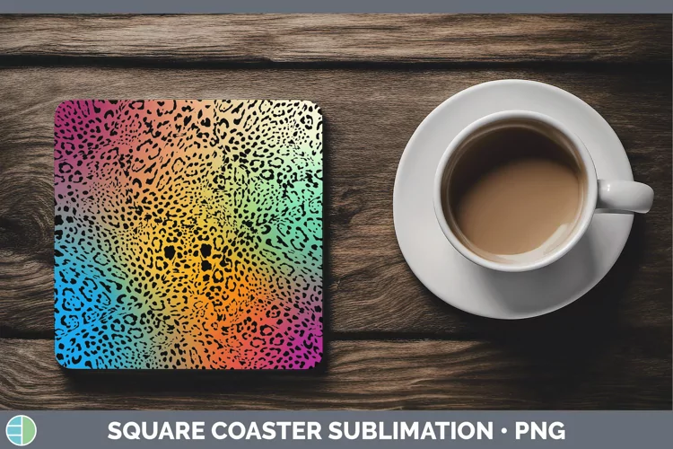 Animal Rainbow Jaguar Print Square Coaster Sublimation Coast