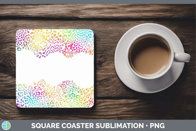 Animal Rainbow Jaguar Print Square Coaster Sublimation Coast