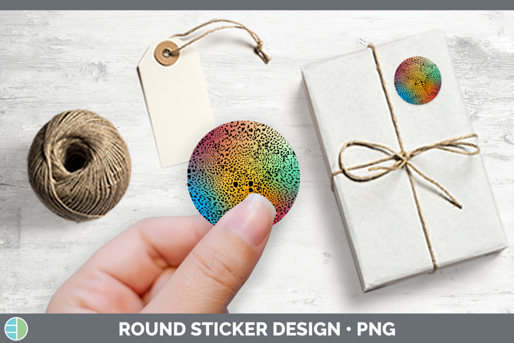 Animal Rainbow Jaguar Print Stickers | Round Labels Designs