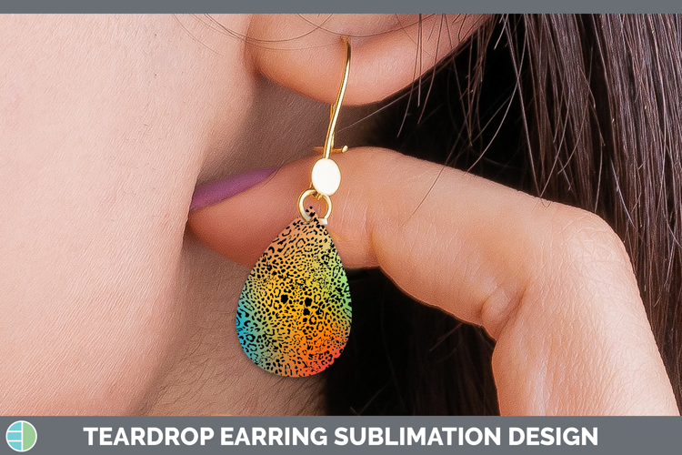 Animal Rainbow Jaguar Print Teardrop Earrings Sublimation Ea