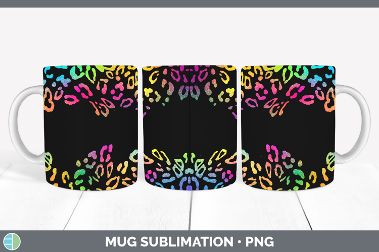 Animal Rainbow Leopard Print Mug Wrap Sublimation Coffee Cup