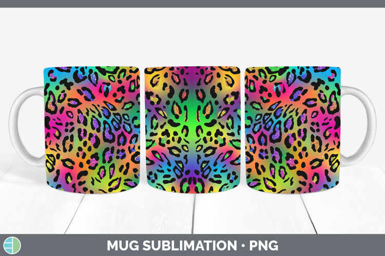 Animal Rainbow Leopard Print Mug Wrap Sublimation Coffee Cup