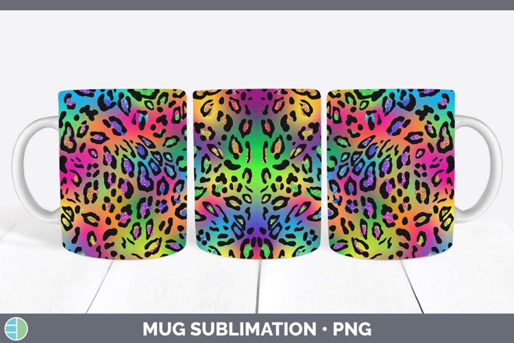 Animal Rainbow Leopard Print Mug Wrap Sublimation Coffee Cup