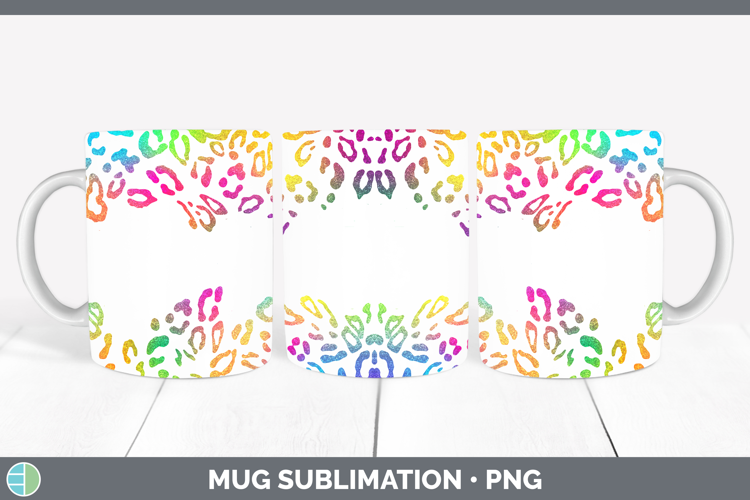 Animal Rainbow Leopard Print Mug Wrap Sublimation Coffee Cup