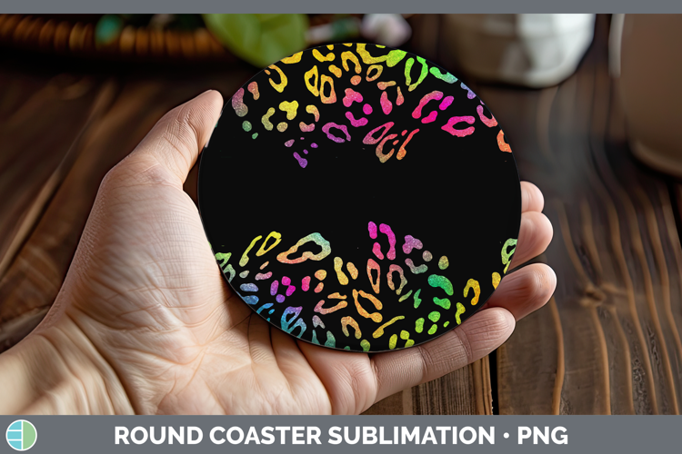 Animal Rainbow Leopard Print Round Coaster Sublimation Coast