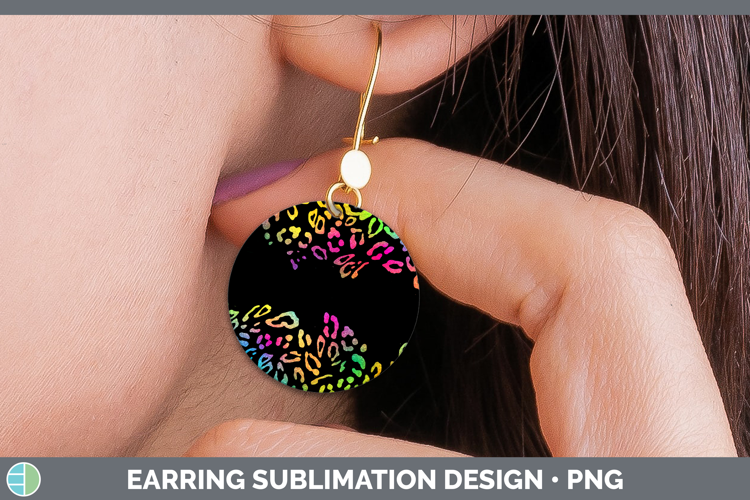 Animal Rainbow Leopard Print Round Earrings Sublimation Earr