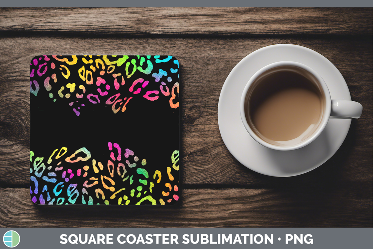Animal Rainbow Leopard Print Square Coaster Sublimation Coas