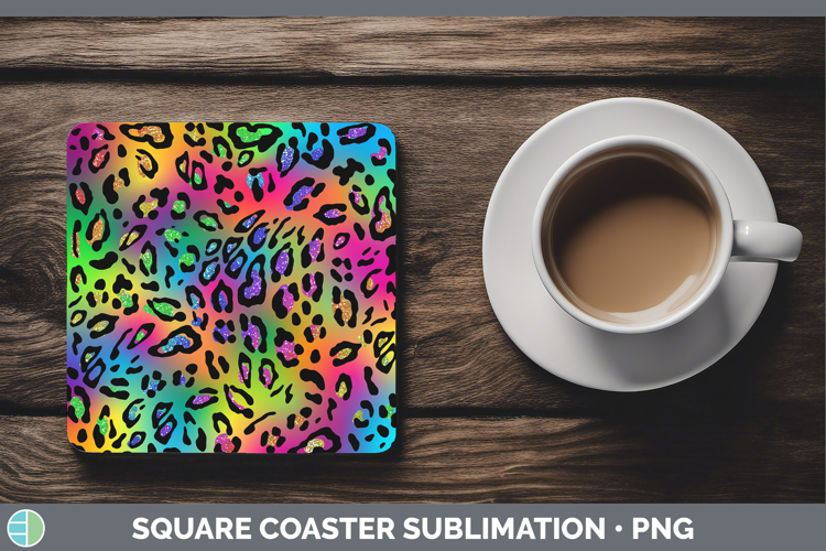 Animal Rainbow Leopard Print Square Coaster Sublimation Coas