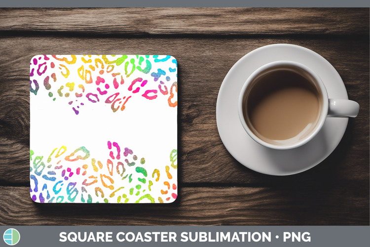 Animal Rainbow Leopard Print Square Coaster Sublimation Coas